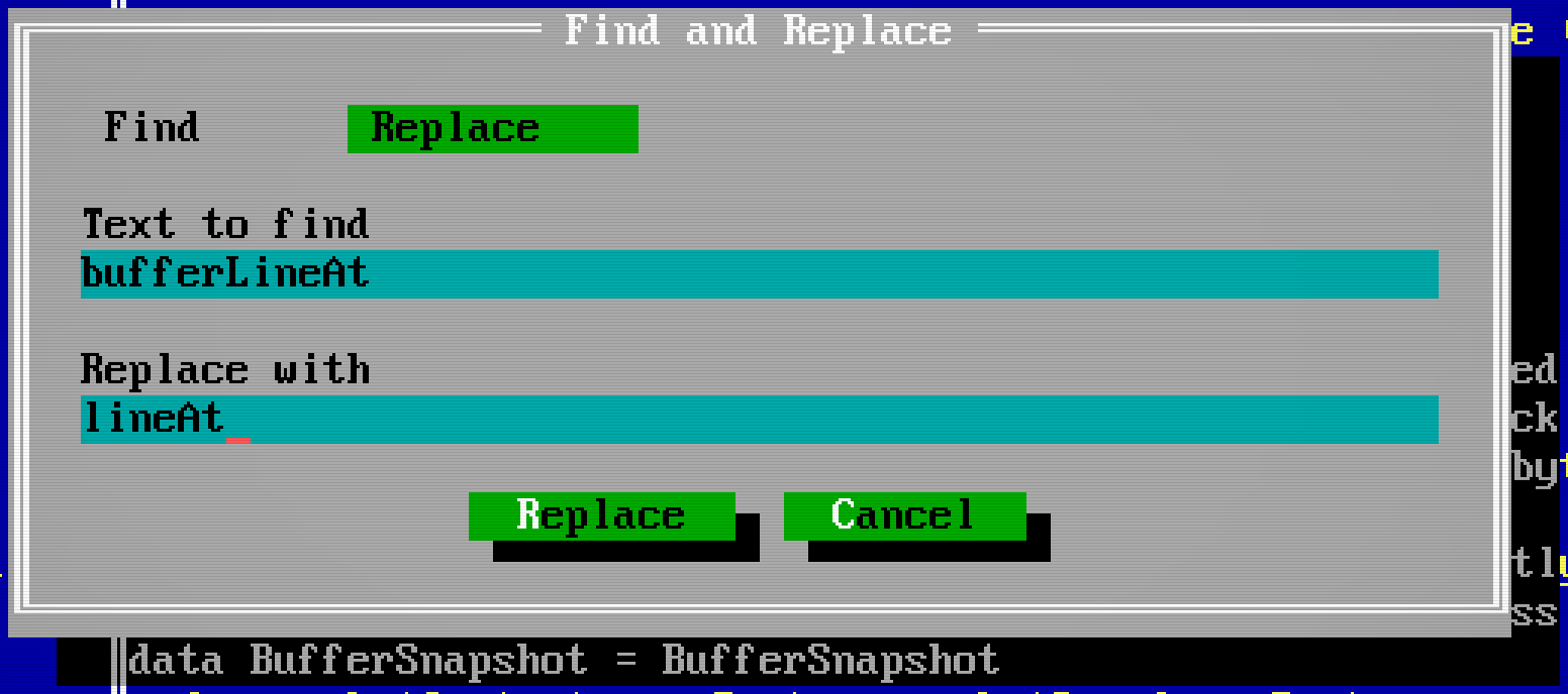 Find and Replace tabs with both search and replacement text.